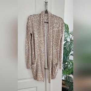 Aritzia Silk Cashmere Leopard Print Open Front Cardigan